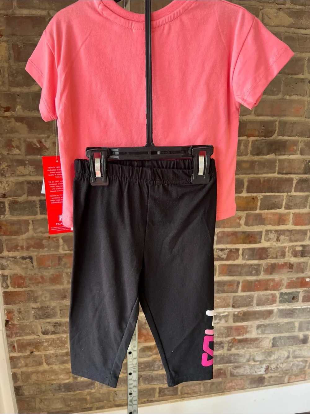 Fila Pink & Black Girls Active Tee and Leggings Set